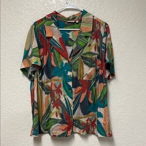 SOFT SURROUNDINGS Tropical Floral Button up Shirt Size 1X